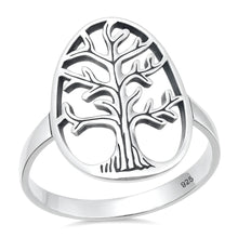 Load image into Gallery viewer, Sterling Silver Oxidized And Polished Tree Of Life Ring