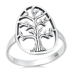 Sterling Silver Oxidized And Polished Tree Of Life Ring