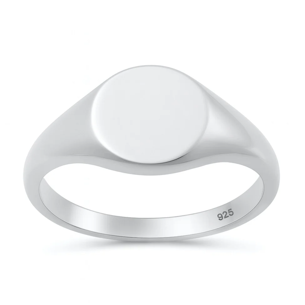 Sterling Silver Polished Round Signet Ring