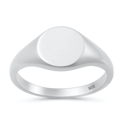 Sterling Silver Polished Round Signet Ring