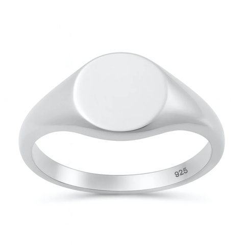 Sterling Silver Polished Round Signet Ring