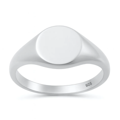 Sterling Silver Polished Round Signet Ring