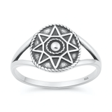 Sterling Silver Oxidized Star Pattern Ring