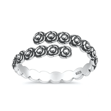 Load image into Gallery viewer, Sterling Silver Oxidized And Polished Roses Ring