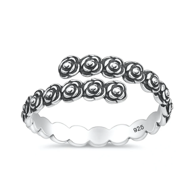 Sterling Silver Oxidized And Polished Roses Ring