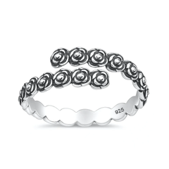 Sterling Silver Oxidized And Polished Roses Ring