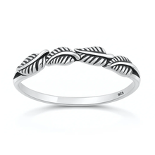 Load image into Gallery viewer, Sterling Silver Oxidized And Polished Leaves Ring