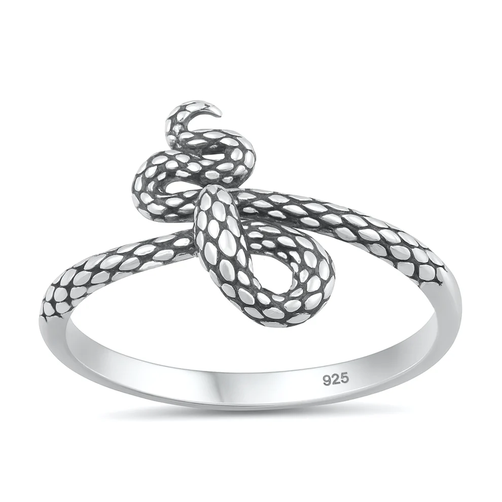 Sterling Silver Oxidized And Polished Snake Ring