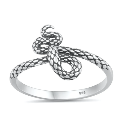 Sterling Silver Oxidized And Polished Snake Ring