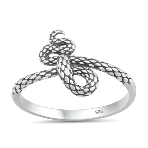 Sterling Silver Oxidized And Polished Snake Ring