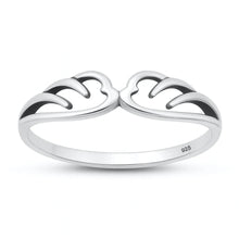 Load image into Gallery viewer, Sterling Silver Oxidized And Polished Angel Wings Ring