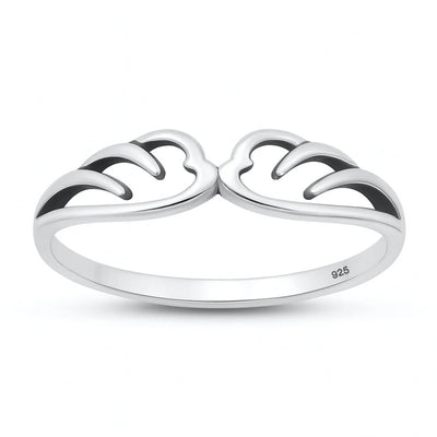 Sterling Silver Oxidized And Polished Angel Wings Ring