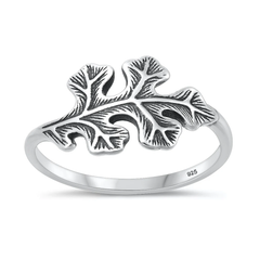 Sterling Silver Oxidized And Polished Leaf Ring