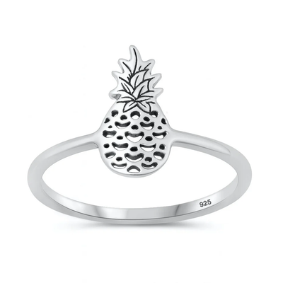 Sterling Silver Oxidized And Polished Pineapple Ring