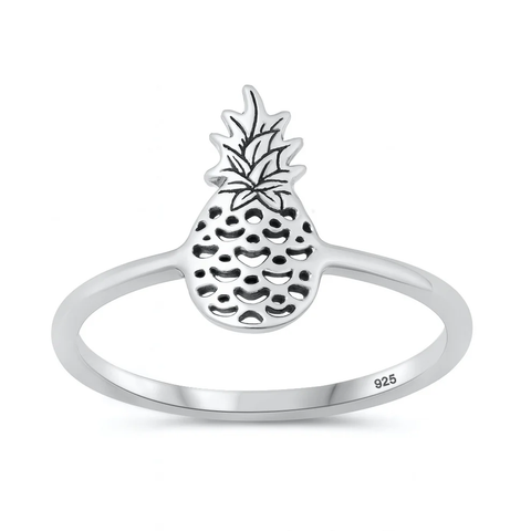 Sterling Silver Oxidized And Polished Pineapple Ring