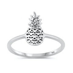 Sterling Silver Oxidized And Polished Pineapple Ring