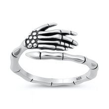 Load image into Gallery viewer, Sterling Silver Oxidized And Polished Skeleton Hands Ring