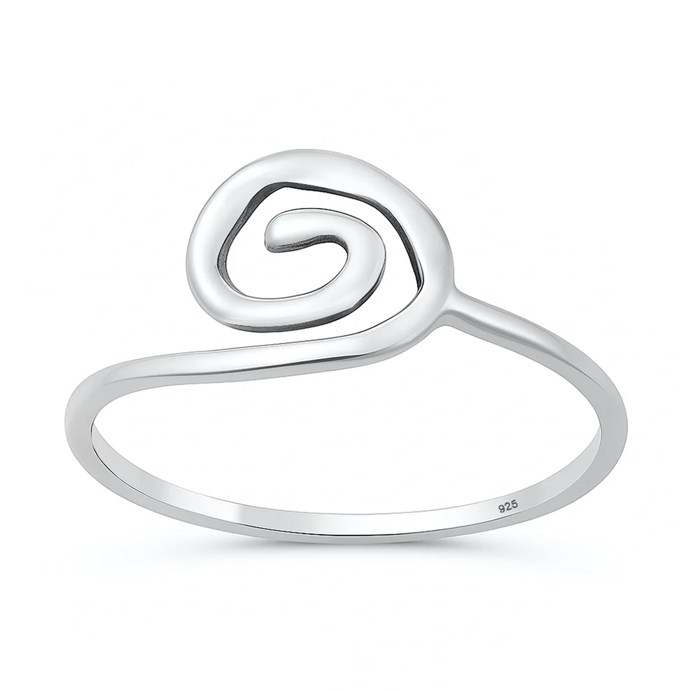 Sterling Silver Oxidized And Polished Spiral Ring