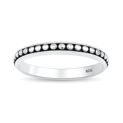 Sterling Silver Oxidized And Polished Dot Band Ring