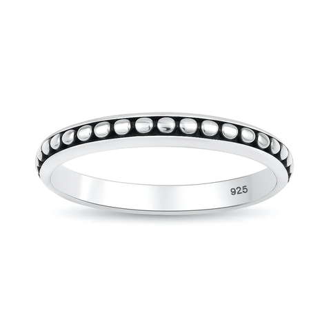 Sterling Silver Oxidized And Polished Dot Band Ring
