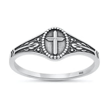 Load image into Gallery viewer, Sterling Silver Oxidized And Polished 7.6mm Cross Ring