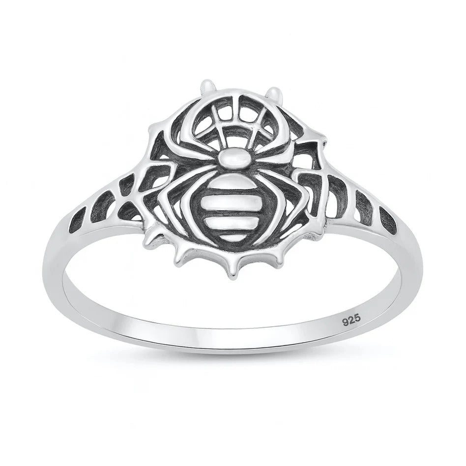 Sterling Silver Oxidized And Polished 14.5mm Spider Ring