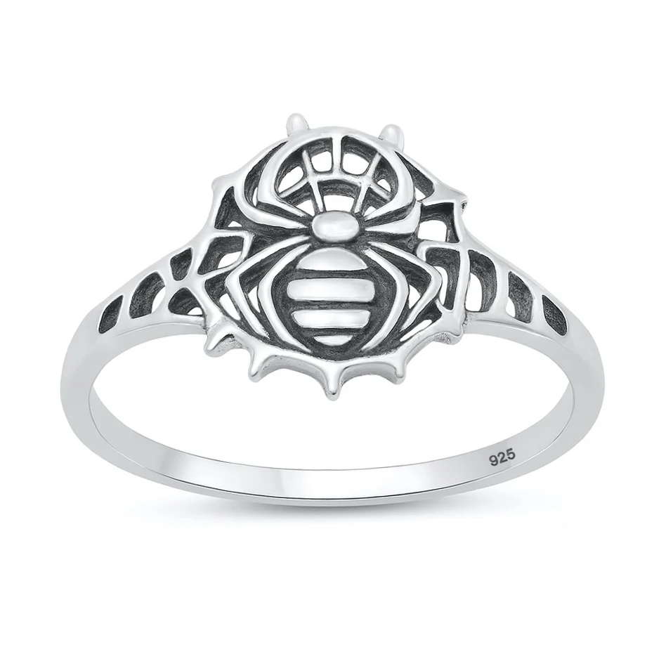 Sterling Silver Oxidized And Polished Spider Ring