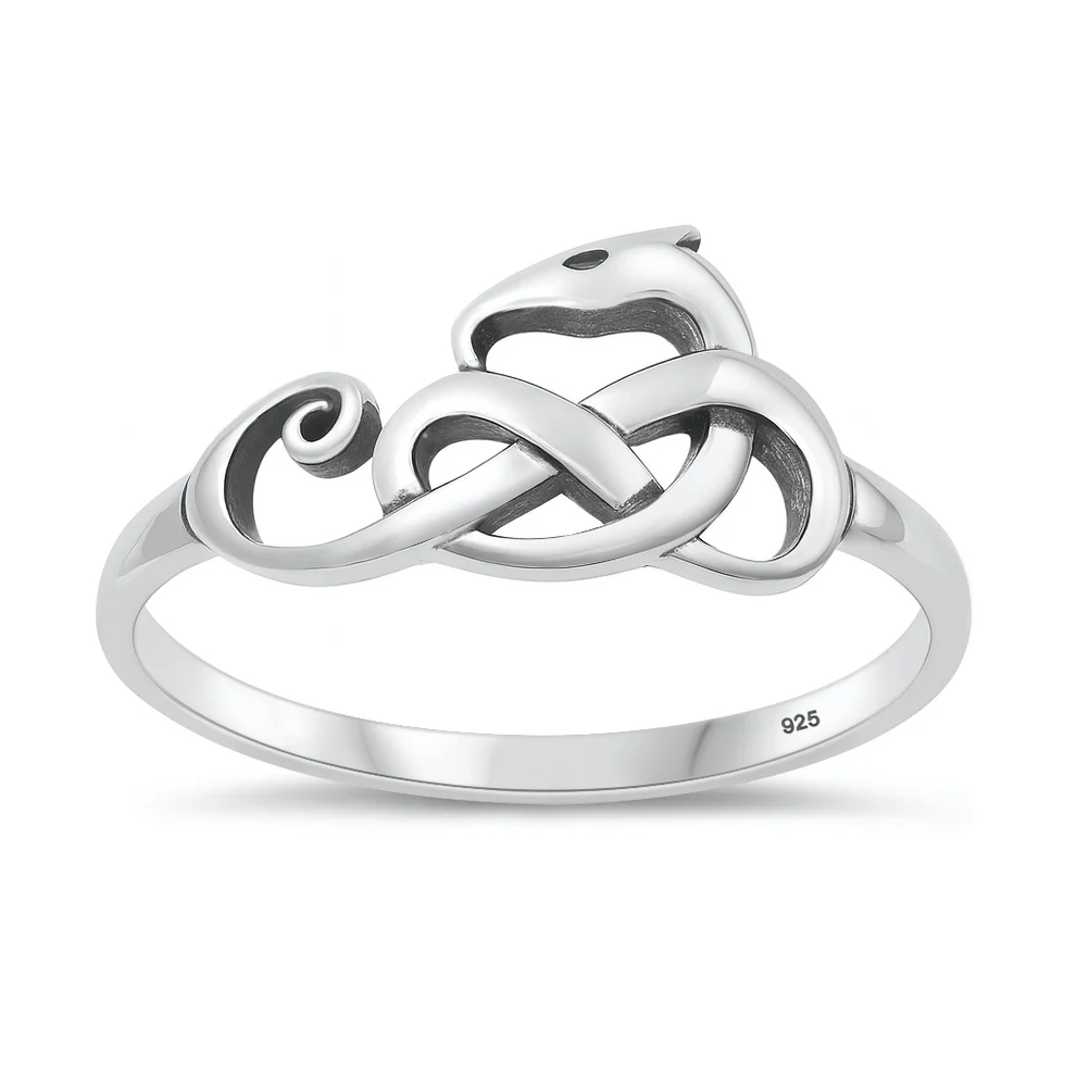 Sterling Silver Oxidized And Polished Serpent Ring