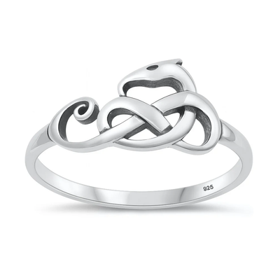 Sterling Silver Oxidized And Polished Serpent Ring