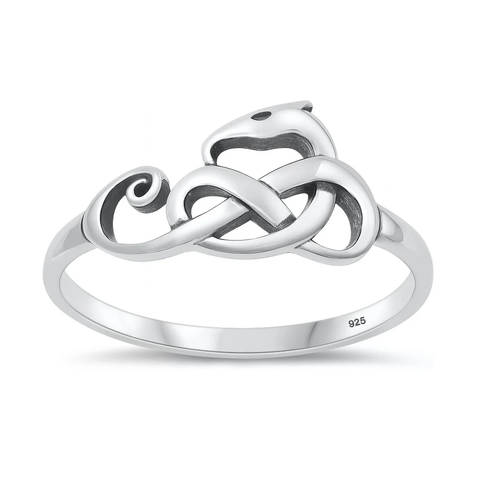 Sterling Silver Oxidized And Polished Serpent Ring