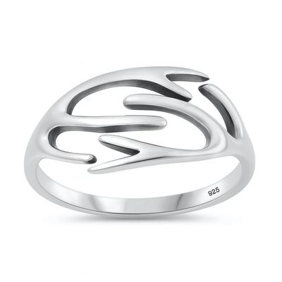 Sterling Silver Oxidized And Polished Deer Antlers Ring