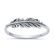 Load image into Gallery viewer, Sterling Silver Oxidized And Polished Feather Ring
