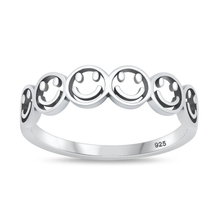 Load image into Gallery viewer, Sterling Silver Oxidized And Polished Happy Faces Ring