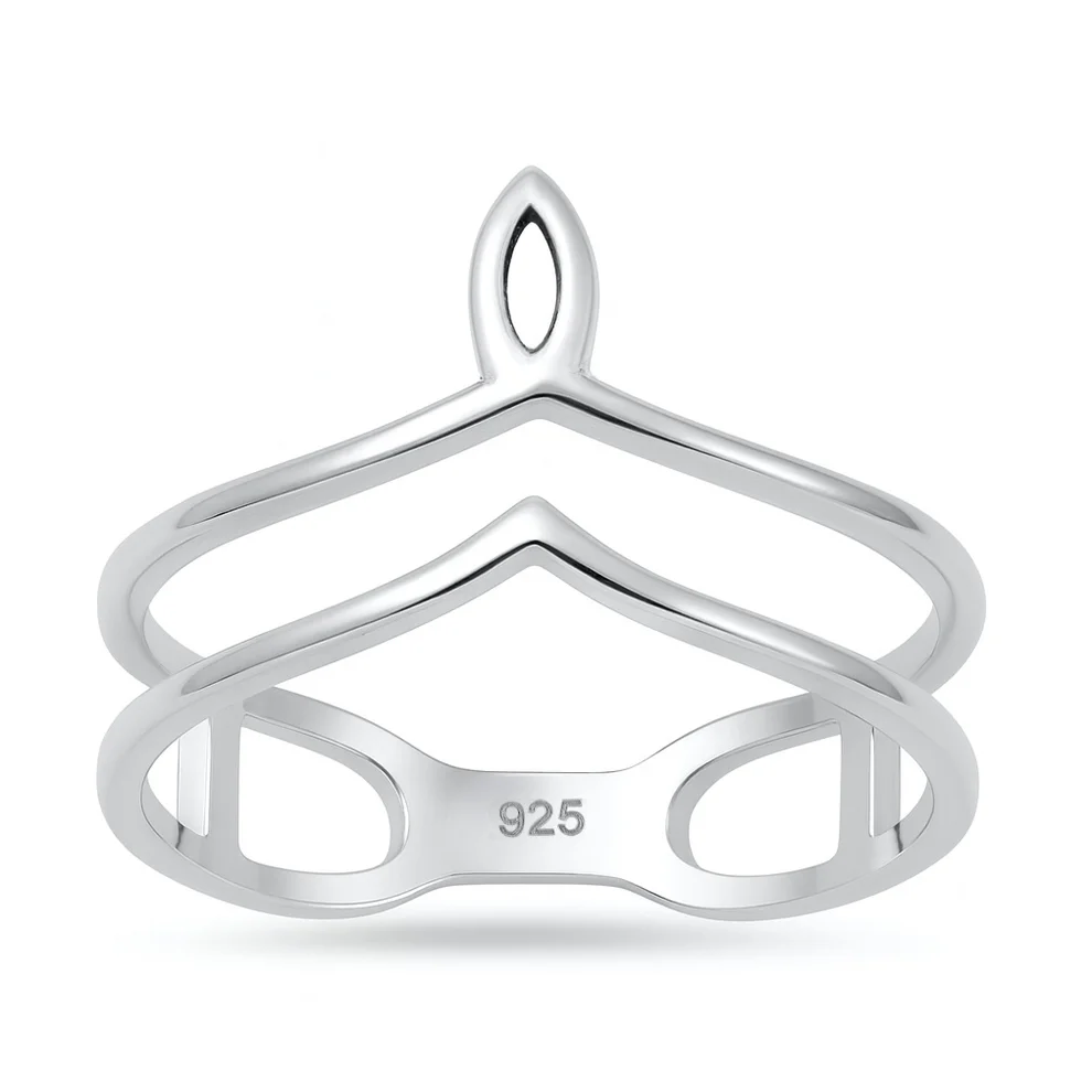 Sterling Silver Polished Diya Ring