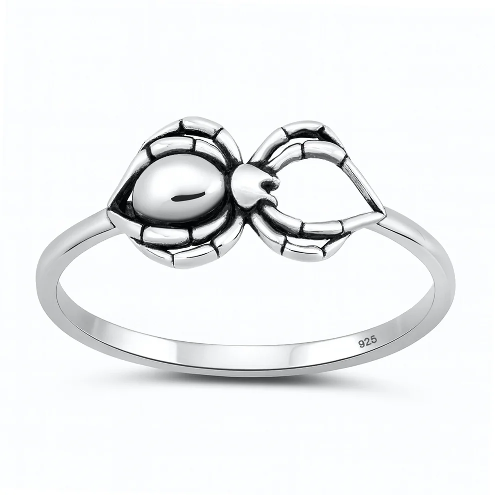 Sterling Silver Oxidized And Polished Tarantula Spider Ring
