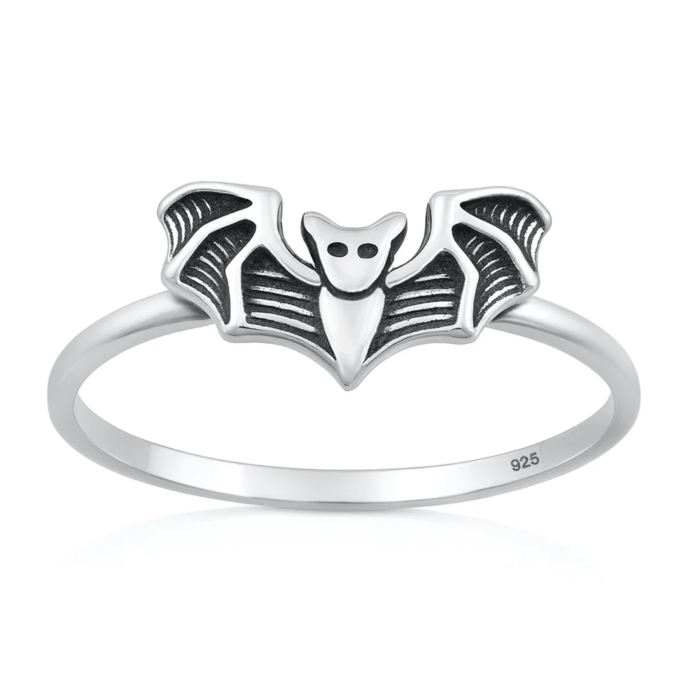 Sterling Silver Oxidized And Polished Bat Ring