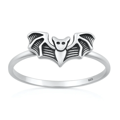 Sterling Silver Oxidized And Polished Bat Ring
