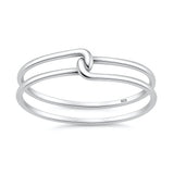 Sterling Silver Oxidized And Polished Double Band Knot Ring
