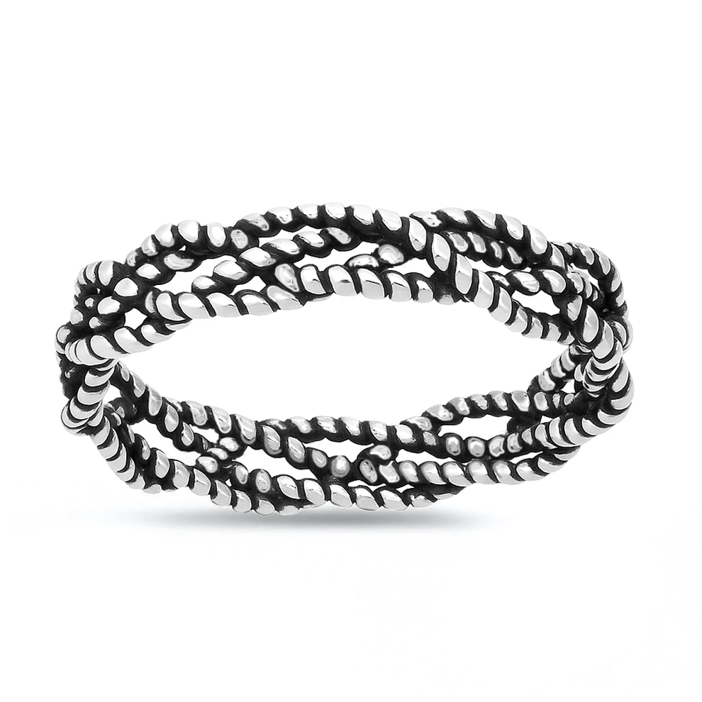 Sterling Silver Oxidized Twisted Rope Ring
