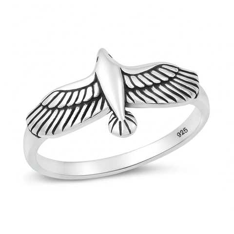 Sterling Silver Oxidized And Polished Eagle Ring