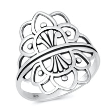 Load image into Gallery viewer, Sterling Silver Oxidized And Polished Mandala Ring