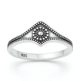 Sterling Silver Oxidized And Polished Sunburst Ring