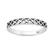 Load image into Gallery viewer, Sterling Silver Oxidized And Polished 3.8mm Celtic Knot Ring