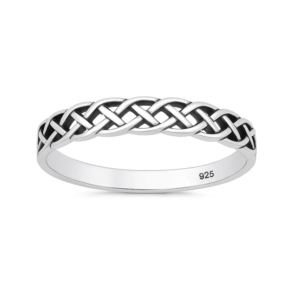 Sterling Silver Oxidized And Polished Celtic Knot Ring