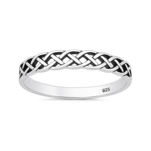 Load image into Gallery viewer, Sterling Silver Oxidized And Polished Celtic Knot Ring