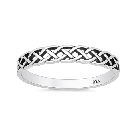 Sterling Silver Oxidized And Polished Celtic Knot Ring