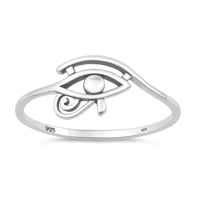 Sterling Silver Oxidized And Polished Eye Of Horus Ring