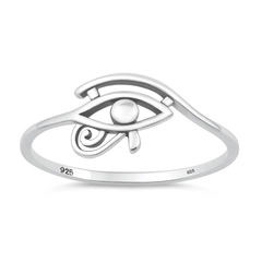 Sterling Silver Oxidized And Polished Eye Of Horus Ring