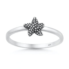 Sterling Silver Oxidized And Polished Starfish Ring