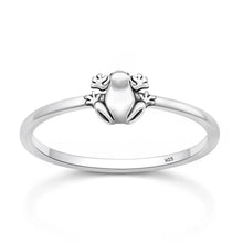 Load image into Gallery viewer, Sterling Silver Oxidized And Polished Frog Ring